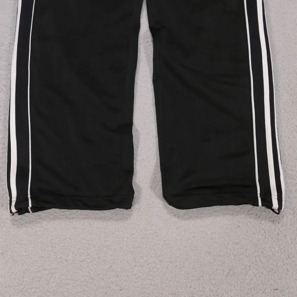 Adidas Track Pants Black/White 3 Stripe Hip Hop y2k Baggy Skate Size S (30x29)